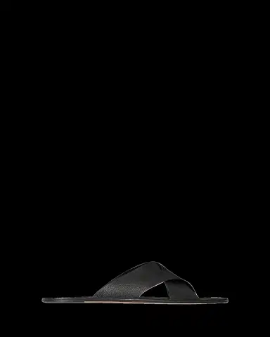 THE ROW Men's Malick Leather Cross-Strap Slides | Thumbnail 3