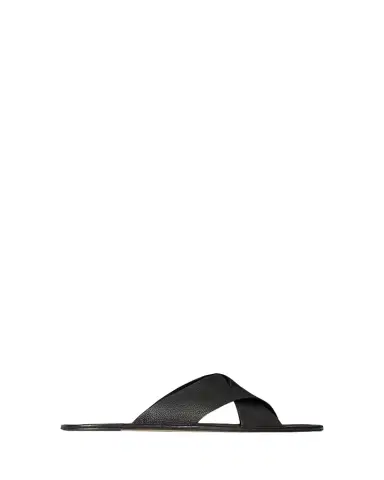 THE ROW Men's Malick Leather Cross-Strap Slides | Thumbnail 1