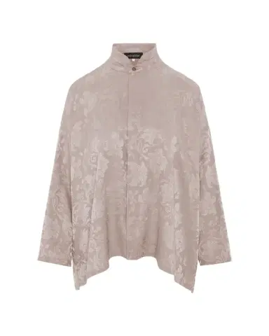 Eskandar Wide A-Line Double Stand Collar Shirt - Mid Plus Length | Thumbnail 1 Eskandar Wide A-Line Double Stand Collar Shirt - Mid Plus Length | Thumbnail 1