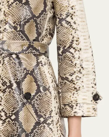 Burberry Stonehaven Python-Print Coated Short Car Coat | Thumbnail 5