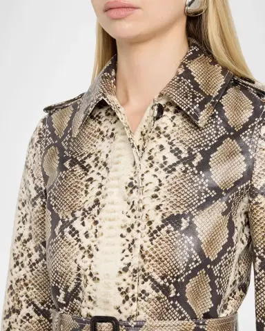 Burberry Stonehaven Python-Print Coated Short Car Coat | Thumbnail 9