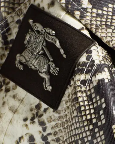 Burberry Stonehaven Python-Print Coated Short Car Coat | Thumbnail 10