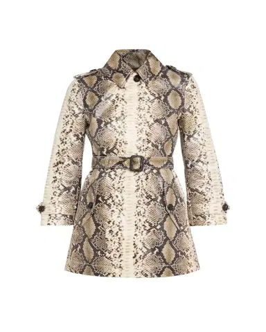 Burberry Stonehaven Python-Print Coated Short Car Coat | Thumbnail 1