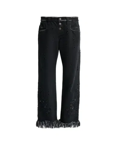 Isabel Marant Amia Distressed Eyelet Straight-Leg Denim Pants | Thumbnail 1