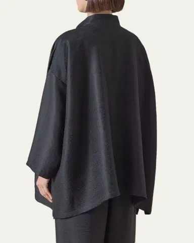 Eskandar Wide A-Line Mandarin Jacket - Long Length | Thumbnail 3 Eskandar Wide A-Line Mandarin Jacket - Long Length | Thumbnail 3