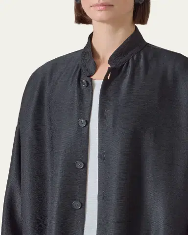 Eskandar Wide A-Line Mandarin Jacket - Long Length | Thumbnail 5 Eskandar Wide A-Line Mandarin Jacket - Long Length | Thumbnail 5