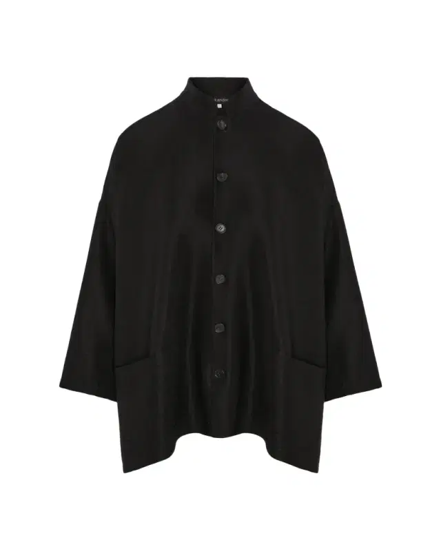 Eskandar Wide A-Line Mandarin Jacket - Long Length