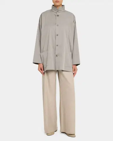 Eskandar Slim A-Line Double Stand Collar Jacket With Stepped Insert - Long Length | Thumbnail 6 Eskandar Slim A-Line Double Stand Collar Jacket With Stepped Insert - Long Length | Thumbnail 6