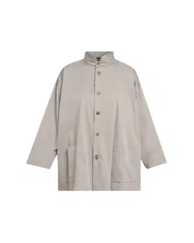 Eskandar Slim A-Line Double Stand Collar Jacket With Stepped Insert - Long Length | Thumbnail 1 Eskandar Slim A-Line Double Stand Collar Jacket With Stepped Insert - Long Length | Thumbnail 1