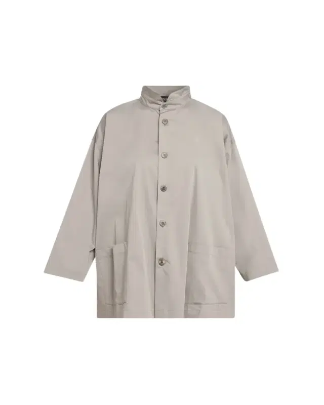 Eskandar Slim A-Line Double Stand Collar Jacket With Stepped Insert - Long Length