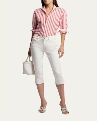 Ralph Lauren Collection Capri Relaxed-Fit Striped Linen Shirt | Thumbnail 2