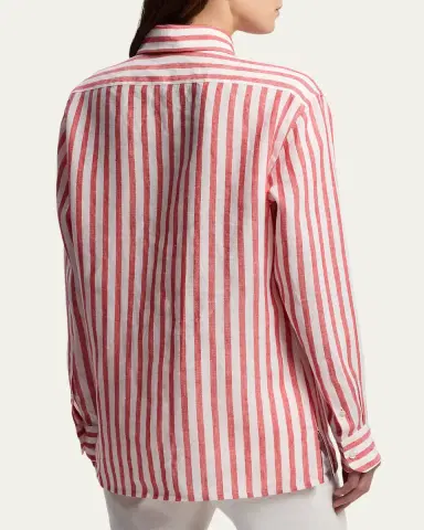 Ralph Lauren Collection Capri Relaxed-Fit Striped Linen Shirt | Thumbnail 3