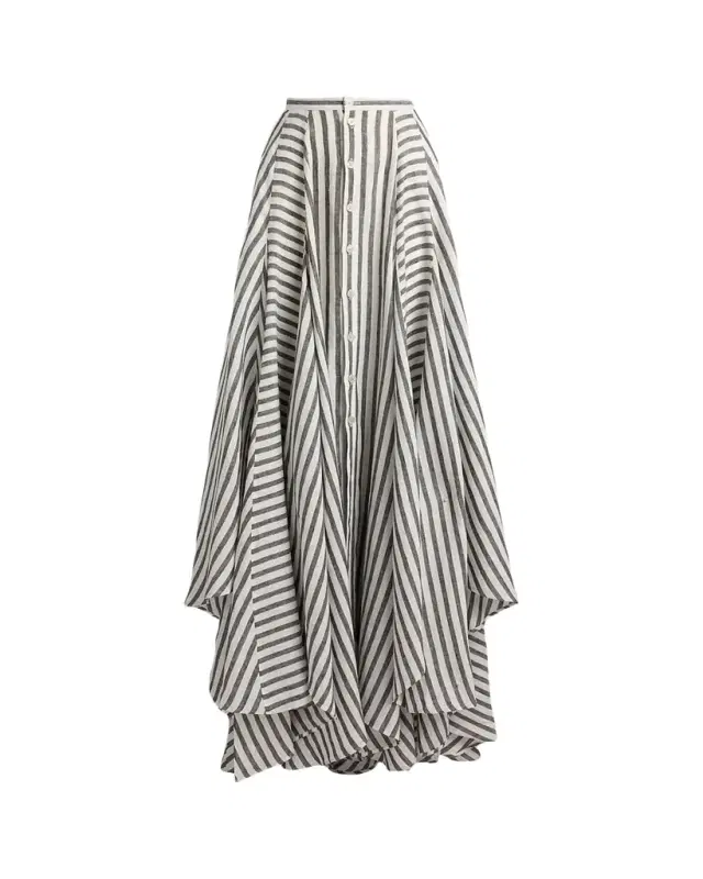 Ralph Lauren Collection Shamus Striped Linen Maxi Skirt