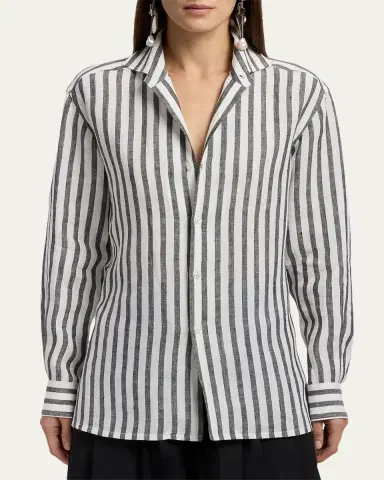 Ralph Lauren Collection Capri Relaxed Fit Striped Linen Shirt | Thumbnail 4 Ralph Lauren Collection Capri Relaxed Fit Striped Linen Shirt | Thumbnail 4