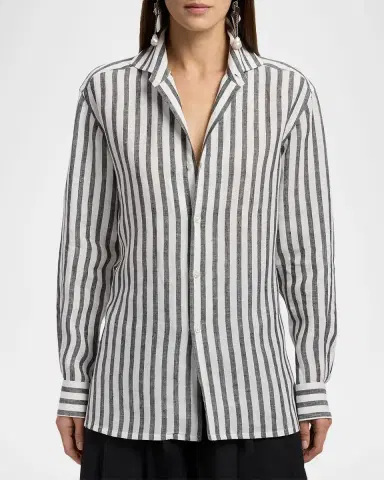 Ralph Lauren Collection Capri Relaxed Fit Striped Linen Shirt | Thumbnail 8 Ralph Lauren Collection Capri Relaxed Fit Striped Linen Shirt | Thumbnail 8