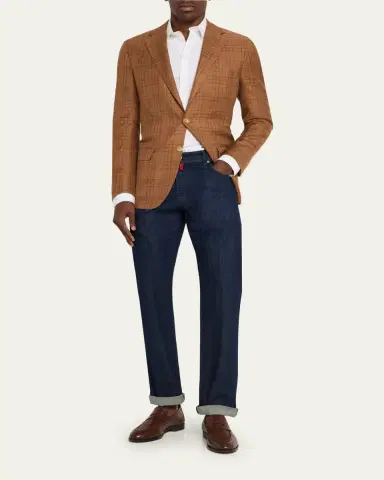 Kiton Men's Cashmere Linen Plaid Sport Coat | Thumbnail 2