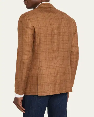 Kiton Men's Cashmere Linen Plaid Sport Coat | Thumbnail 3