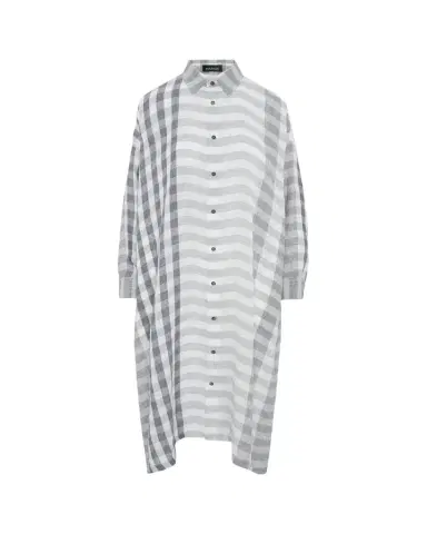 Eskandar Striped Linen Wide A-Line Shirt Dress With Collar | Thumbnail 1