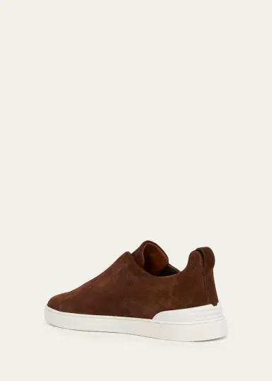 Zegna Men's Suede Triple Stitch Sneakers | Thumbnail 2 Zegna Men's Suede Triple Stitch Sneakers | Thumbnail 2