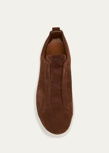 Zegna Men's Suede Triple Stitch Sneakers | Thumbnail 3 Zegna Men's Suede Triple Stitch Sneakers | Thumbnail 3