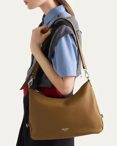 Prada Fold Large Leather Shoulder Bag | Thumbnail 2