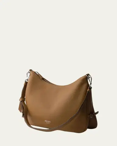Prada Fold Large Leather Shoulder Bag | Thumbnail 4