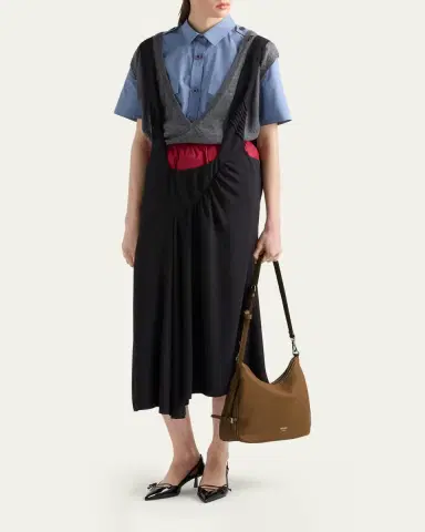 Prada Fold Large Leather Shoulder Bag | Thumbnail 5