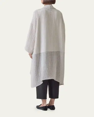 Eskandar Wide A-Line Scrunch Shawl Collar Jacket - Very Long | Thumbnail 3 Eskandar Wide A-Line Scrunch Shawl Collar Jacket - Very Long | Thumbnail 3