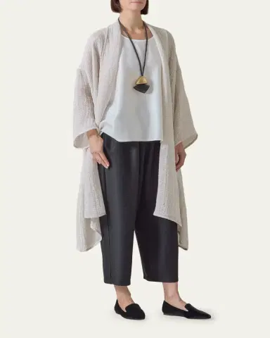 Eskandar Wide A-Line Scrunch Shawl Collar Jacket - Very Long | Thumbnail 4 Eskandar Wide A-Line Scrunch Shawl Collar Jacket - Very Long | Thumbnail 4