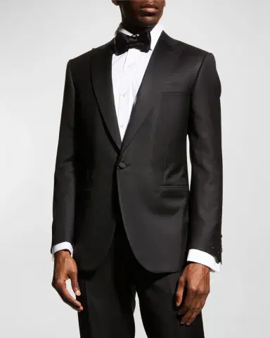 Corneliani Men's Solid Peak-Lapel Tuxedo | Thumbnail 3 Corneliani Men's Solid Peak-Lapel Tuxedo | Thumbnail 3