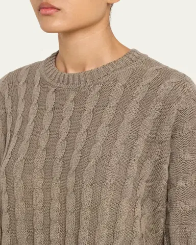 Eskandar Linen-Cotton Round Neck Sweater - Long Length | Thumbnail 5