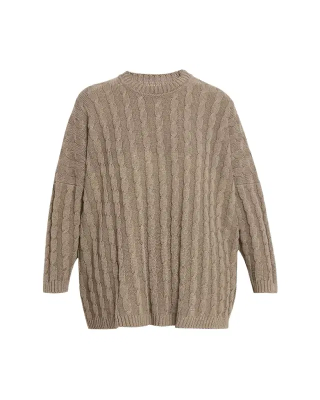 Linen-Cotton Round Neck Sweater - Long Length