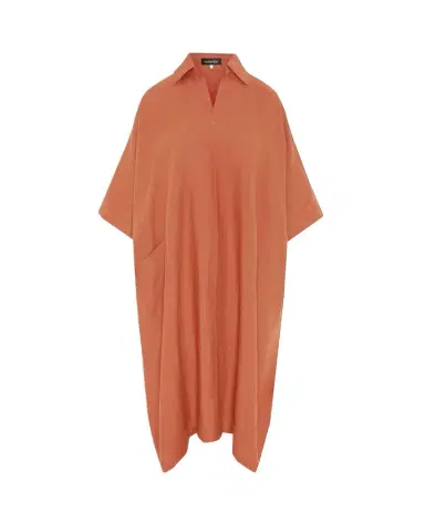 Eskandar Angle To Front Side Seam Short Sleeve Dress With Collar | Thumbnail 1 Eskandar Angle To Front Side Seam Short Sleeve Dress With Collar | Thumbnail 1