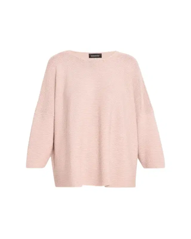Linen-Cotton Bateau Neck Sweater - Mid Plus Length
