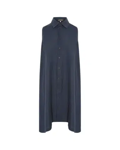 Eskandar Side Pleated Sleeveless Midi Shirtdress with Collar | Thumbnail 1 Eskandar Side Pleated Sleeveless Midi Shirtdress with Collar | Thumbnail 1