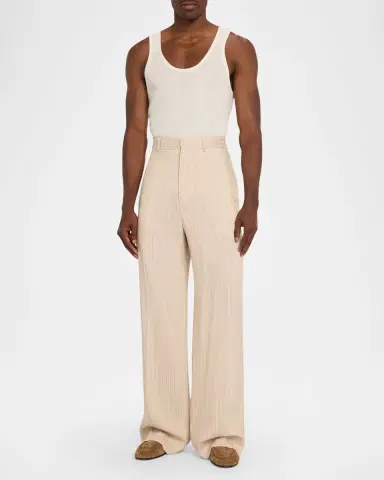 AMIRI Men's Striped Linen-Blend Tailored Pants | Thumbnail 6