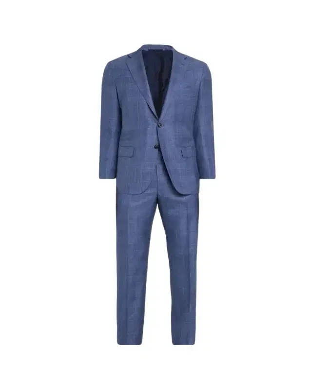 Men's Virgin Wool and Silk Plaid Two-Piece Suit