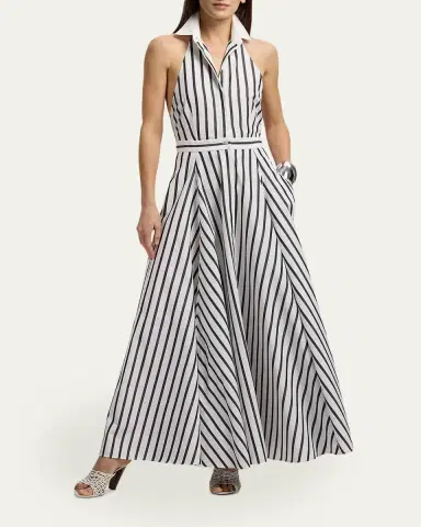Ralph Lauren Collection Eldred Striped Cotton Day Dress | Thumbnail 4