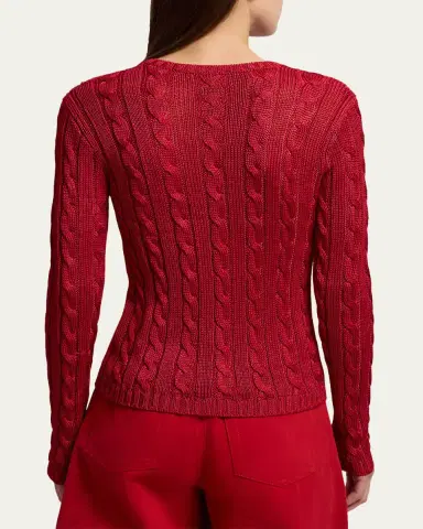 Ralph Lauren Collection Cable-Knit Silk Crewneck Sweater | Thumbnail 3 Ralph Lauren Collection Cable-Knit Silk Crewneck Sweater | Thumbnail 3