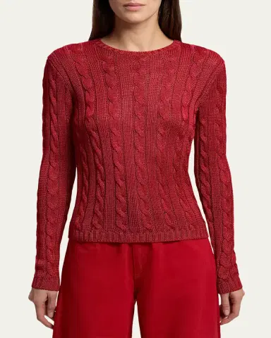Ralph Lauren Collection Cable-Knit Silk Crewneck Sweater | Thumbnail 4 Ralph Lauren Collection Cable-Knit Silk Crewneck Sweater | Thumbnail 4