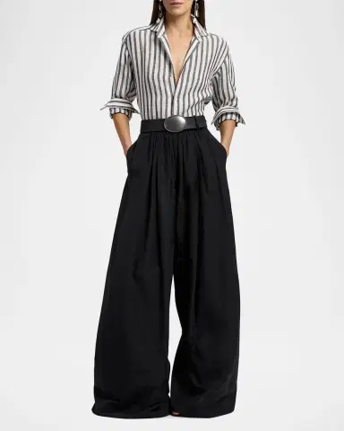 Ralph Lauren Collection Vannesa Poplin Wide-Leg Pants | Thumbnail 6 Ralph Lauren Collection Vannesa Poplin Wide-Leg Pants | Thumbnail 6