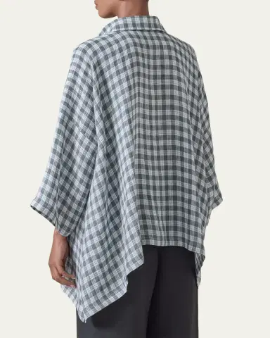 Eskandar Linen DPS Short Sleeve Shirt With Collar - Mid Plus Length | Thumbnail 3 Eskandar Linen DPS Short Sleeve Shirt With Collar - Mid Plus Length | Thumbnail 3