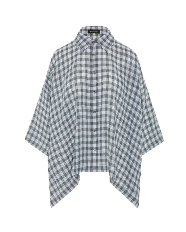 Eskandar Linen DPS Short Sleeve Shirt With Collar - Mid Plus Length