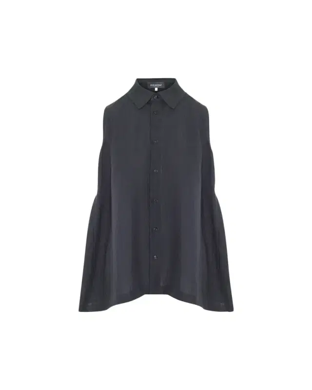 Eskandar Side Pleated Sleeveless Shirt With Collar - Long Length