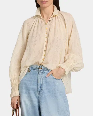 Zimmermann Aster Buttoned Blouse | Thumbnail 4