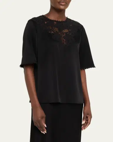 Kobi Halperin Frankie Lace-Inset Satin Back Crepe Blouse | Thumbnail 4 Kobi Halperin Frankie Lace-Inset Satin Back Crepe Blouse | Thumbnail 4