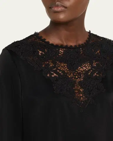 Kobi Halperin Frankie Lace-Inset Satin Back Crepe Blouse | Thumbnail 5 Kobi Halperin Frankie Lace-Inset Satin Back Crepe Blouse | Thumbnail 5
