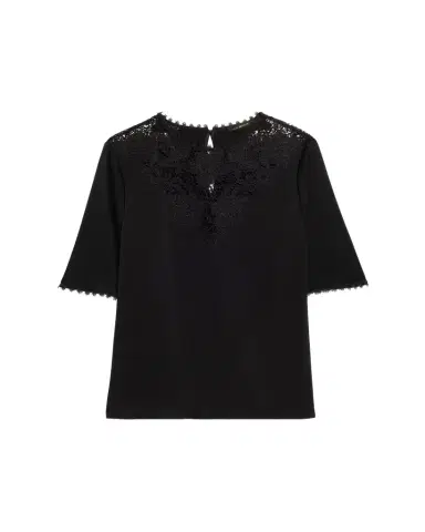 Kobi Halperin Frankie Lace-Inset Satin Back Crepe Blouse | Thumbnail 1 Kobi Halperin Frankie Lace-Inset Satin Back Crepe Blouse | Thumbnail 1