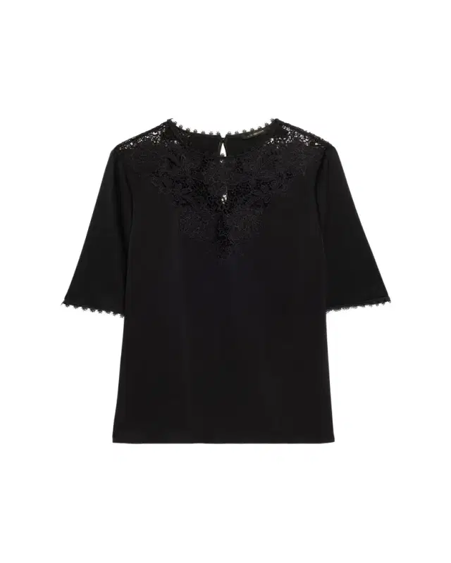 Kobi Halperin Frankie Lace-Inset Satin Back Crepe Blouse