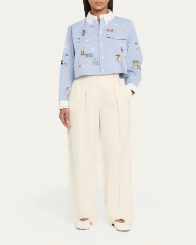 Sea Claira Embroidered Button-Front Shirt | Thumbnail 2